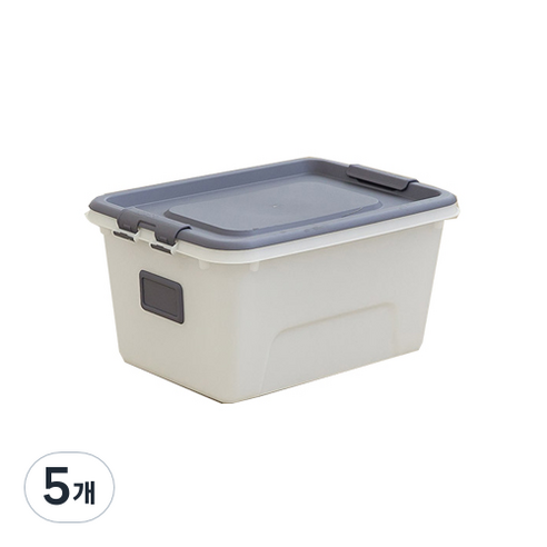 리빙숲 스퀘어 리빙박스 24L, 그레이, 5개