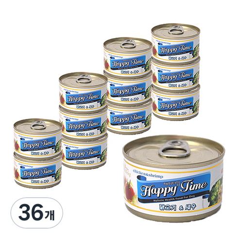 해피타임 강아지 간식캔 100g, 닭고기 + 새우 혼합맛, 36개