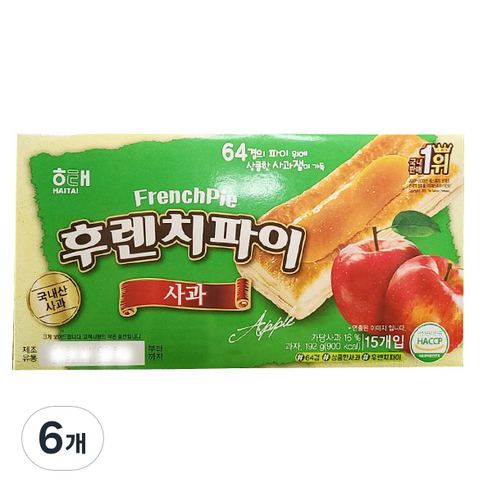 해태제과 후렌치 파이 사과, 192g, 6개