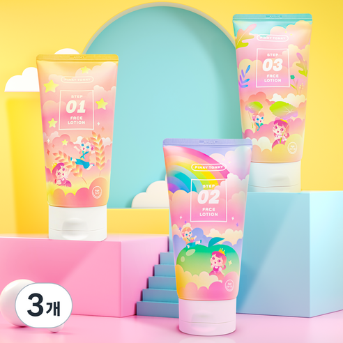 핑크공주 핑키통키 키즈 3단계 페이스 로션 11-13세용, 150ml, 3개