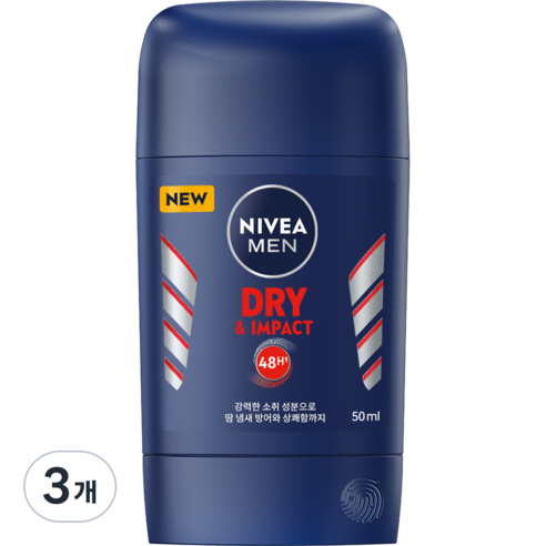 니베아 맨 데오드란트 스틱 드라이 앤 임팩트, 50ml, 3개