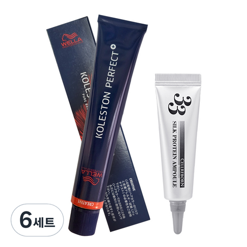 웰라 콜레스톤 퍼펙트 플러스 염모제 80g + 셀리본 33 실크 프로틴 앰플 12ml, 6세트, 10/5