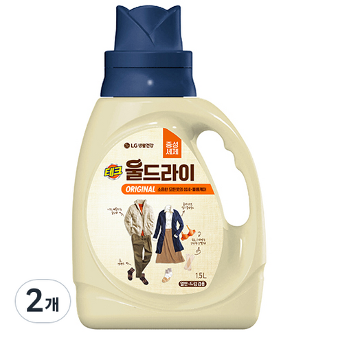 테크 울드라이 중성세제 오리지널 용기, 1.5L, 2개