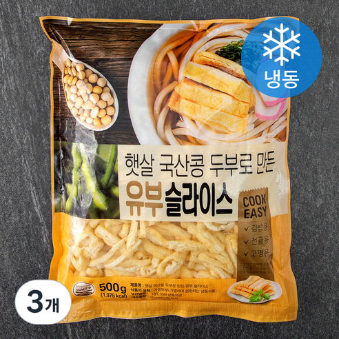 신미 햇살 국산콩 유부 슬라이스 (냉동), 500g, 3개
