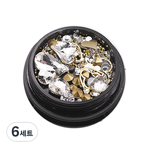 하트 쥬얼리 네일파츠, 01, 6개