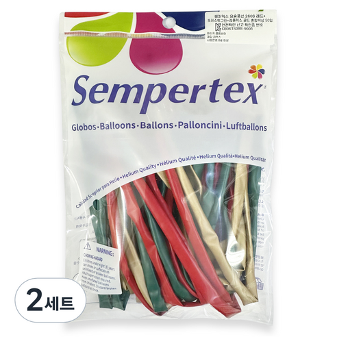 셈퍼텍스 요술풍선 260S 50p 세트, 레드, 포레스트그린, 리플렉스 골드, 2세트