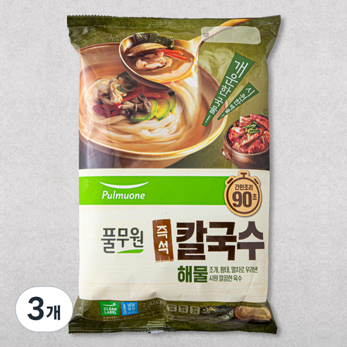 풀무원 즉석 해물 칼국수 2인분, 424.8g, 3개