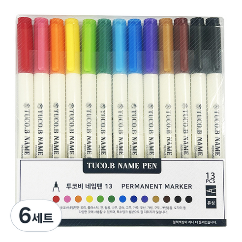 투코비 12색 네임펜 13p 세트, 혼합색상, 6세트