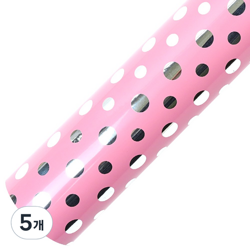 코코플러스 더블도트 롤 포장지 37.5cm x 17m, 핑크, 5개