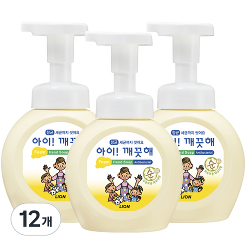 아이깨끗해 핸드워시 순 보송보송 파우더향, 250ml, 12개