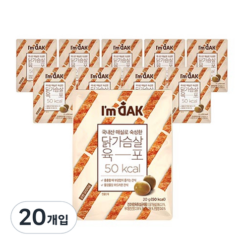 아임닭 국내산 매실로 숙성한 닭가슴살 육포, 20g, 20개