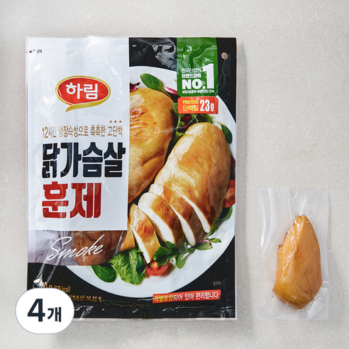 하림 닭가슴살 훈제, 510g, 4개