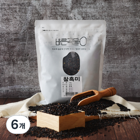 바른곡물 국산 찰흑미, 1kg, 6개