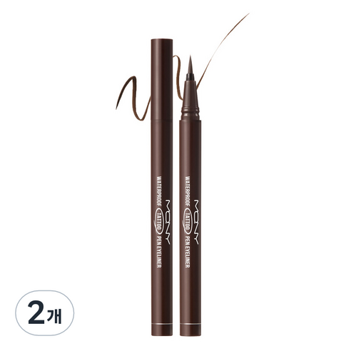 맥퀸뉴욕 워터프루프 타투 펜아이라이너, 딥 브라운, 2개