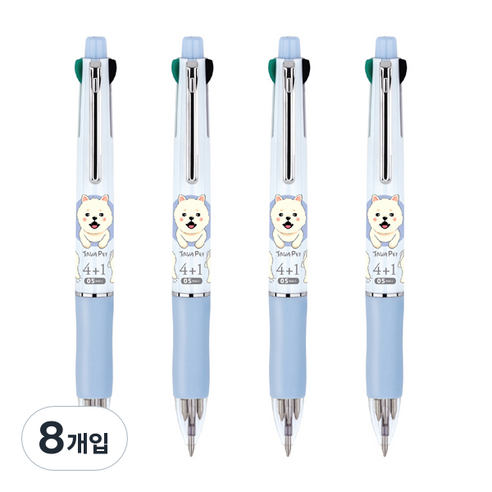 자바펜 펫 초점점도 유성볼펜 + 샤프 0.5mm, 블루, 8개입