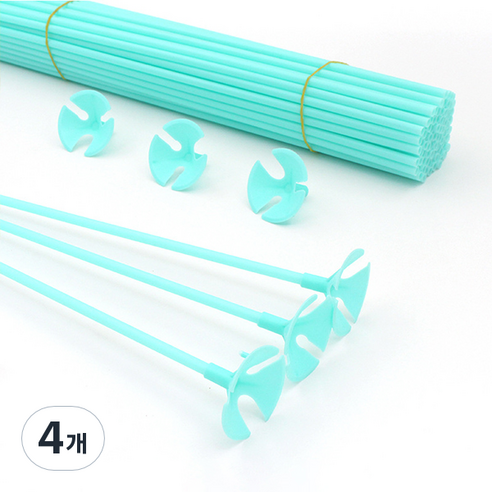 마켓감성 마카롱 풍선 홀더 핸드 스틱 42cm 100p, 민트, 4개
