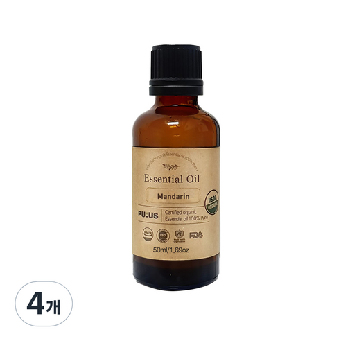 퓨어스 유기농 만다린오일, 50ml, 4개