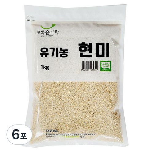초록숟가락 유기농 현미, 6개, 유기농 현미 1kg