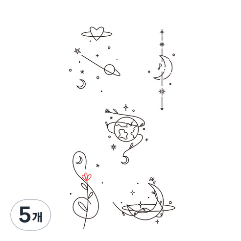 비비에라 반영구적 패션 타투 스티커 85 x 150 mm, W-0731, 5개