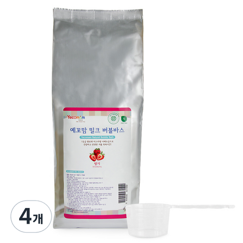 예꼬맘 밀크 버블바스 입욕제 딸기향 리필, 1000g, 4개