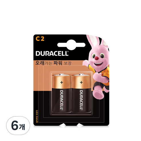 듀라셀 알카라인 건전지 C, 2개입, 6개