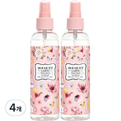 부케가르니 리프레쉬 스프레이 화이트머스크 데오드란트, 200ml, 4개