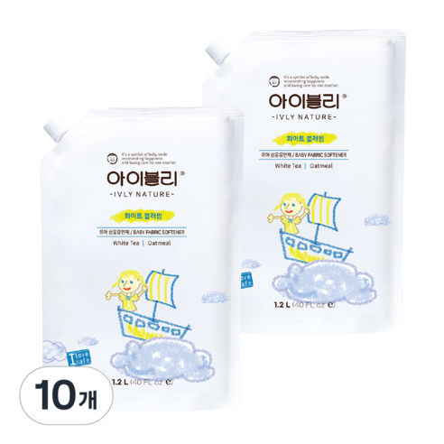 아이블리네이처 유아 섬유유연제 화이트 블러썸향 리필, 10개, 1.2L