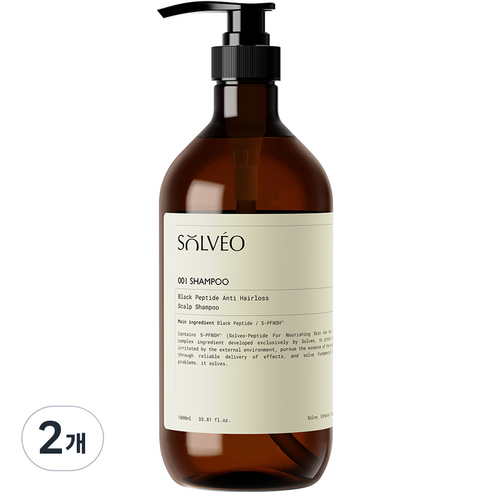 솔브이오 블랙 펩타이드 탈모 두피 샴푸, 2개, 1000ml