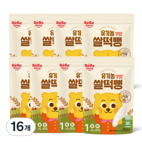 베베당 유기농 쌀과자 떡뻥, 사과, 16개