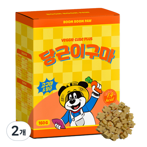 붐붐포 강아지 1.4kcal 미니 노즈워크 야채 트릿, 혼합맛(고구마/당근), 160g, 2개