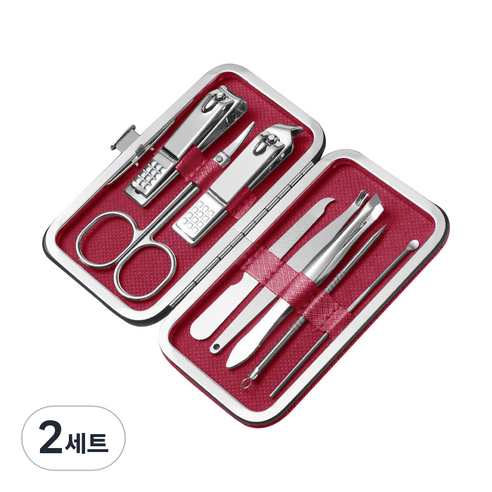 유즈윈 풀케어 손톱깎이 8종 세트, 레드, 2세트