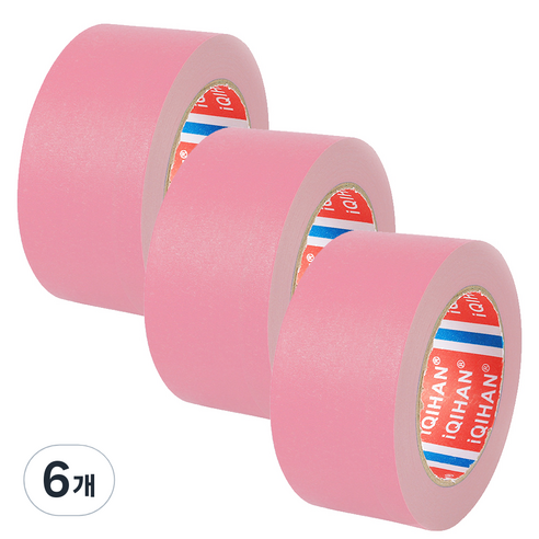 iQIHAN 다다 칼라 마스킹 테이프 40mm x 20m, 연핑크, 6개