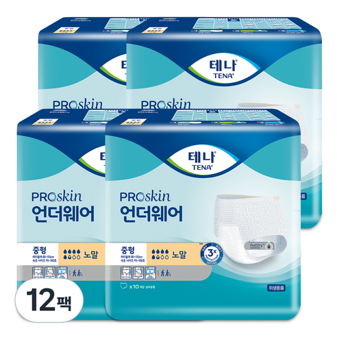 테나 남녀공용 언더웨어 노말 성인기저귀, 중형, 10개입, 12개