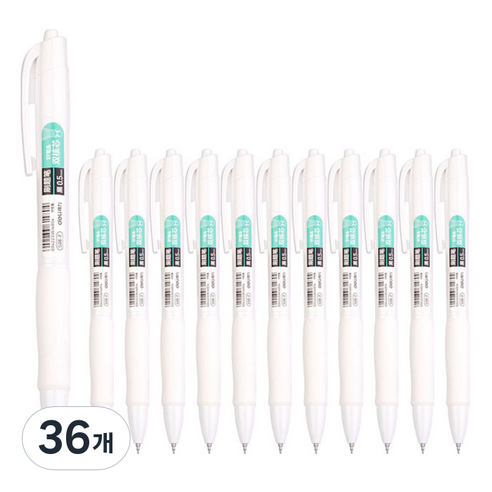 델리 노크식 젤잉크펜 0.5mm S08-F, 블랙(잉크) + 불투명(바디), 36개