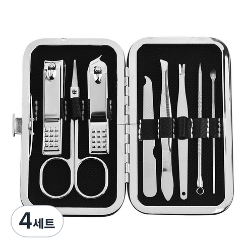 피피홈리빙 귀이개 손톱깍이 케어 8종 세트, 4세트, 블랙