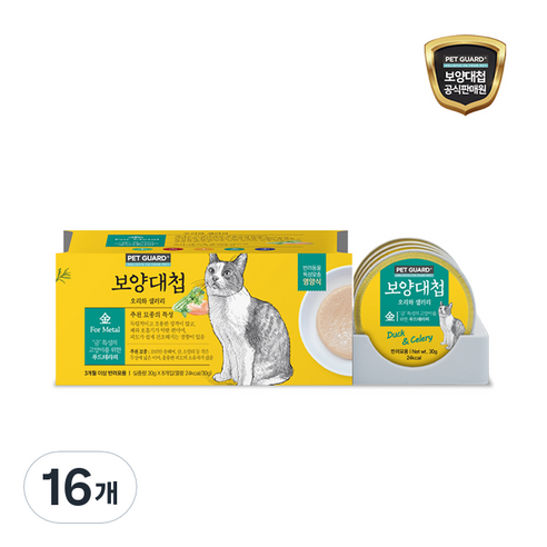보양대첩 고양이 미니 보양캔 금 30g, 오리 + 샐러리 혼합맛, 16개