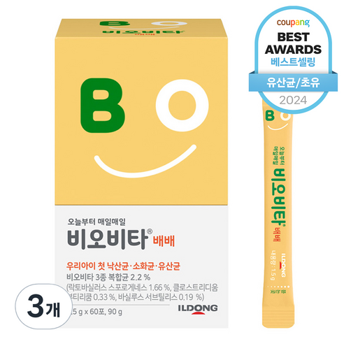 비오비타 배배 유아 유산균, 60회분, 90g, 3개