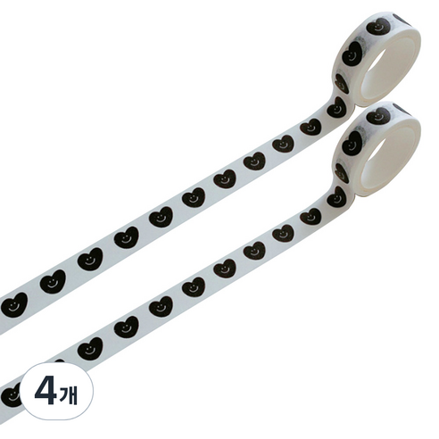 마켓A 리핏 패턴 종이 마스킹 테이프 1.5cm x 5m, 4개, 블랙하트