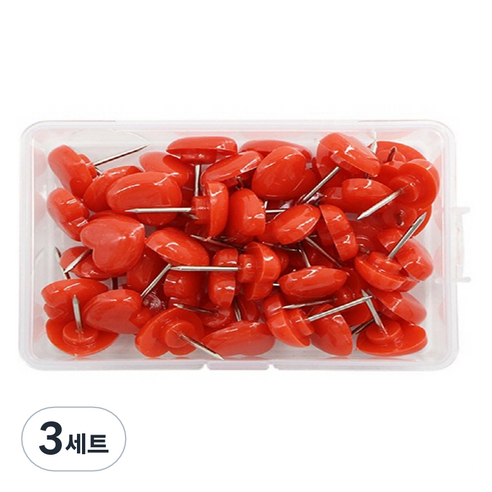 문구담 귀여운 하트모양 압정 50p 세트 레드, 3세트