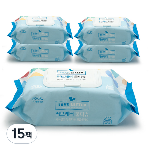 러브레터 프리미엄 유아 물티슈 캡형, 15개
