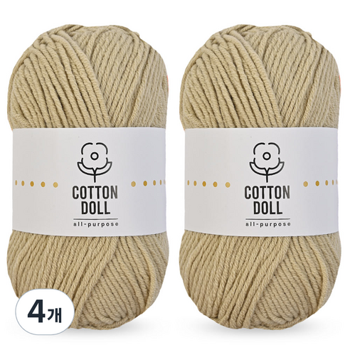 니뜨 코튼돌 뜨개실 50g, 4개, 34 베이지
