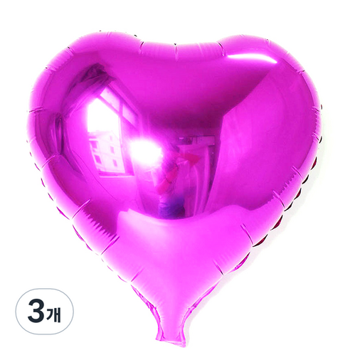프롬아떼 생일 이벤트 파티용품 도형은박 하트 유광 풍선 대 36 x 40 cm CFA_09, 핑크, 3개