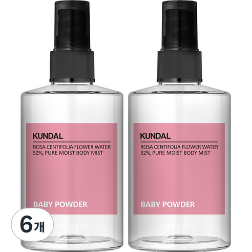 쿤달 퓨어 바디미스트 베이비파우더향, 128ml, 6개