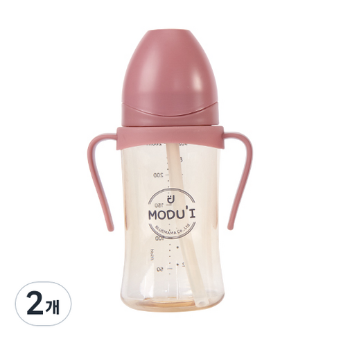 블루마마 모두아이 PPSU 빨대컵 260ml, 핑크, 2개