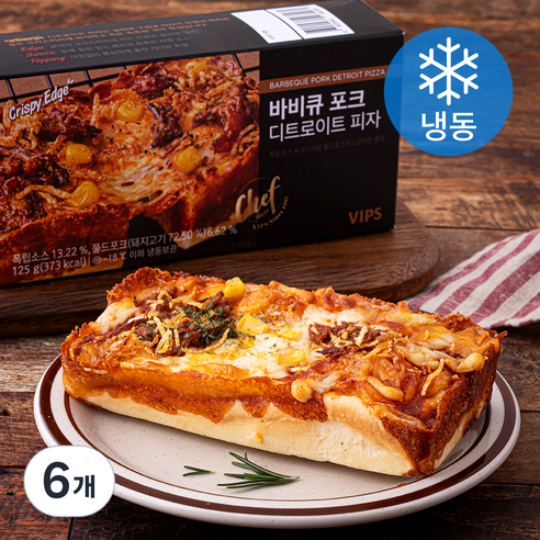 빕스 바비큐 포크 디트로이트 피자 (냉동), 125g, 1개입, 6개