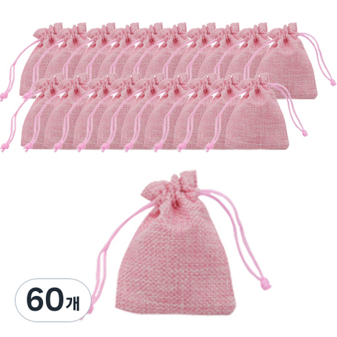 컬러 마소재 포장 주머니 중, 핑크, 60개