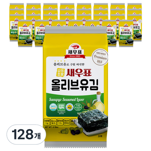 새우표 완도 올리브유 도시락김, 5g, 128개