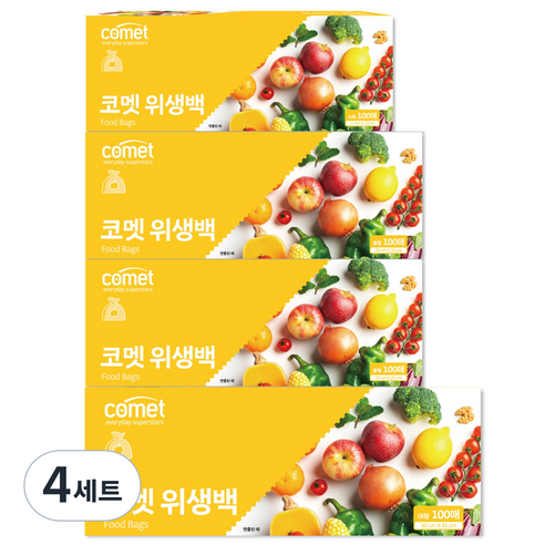 코멧 위생백 소형 17 x 25 cm 100p + 중형 25 x 35 cm 100p x 2p + 대형 30 x 45 cm 100p 세트, 혼합, 4세트