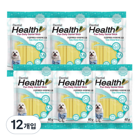 덴탈헬스 강아지 펀 데일리 덴탈껌, 치즈맛, 60g, 12개