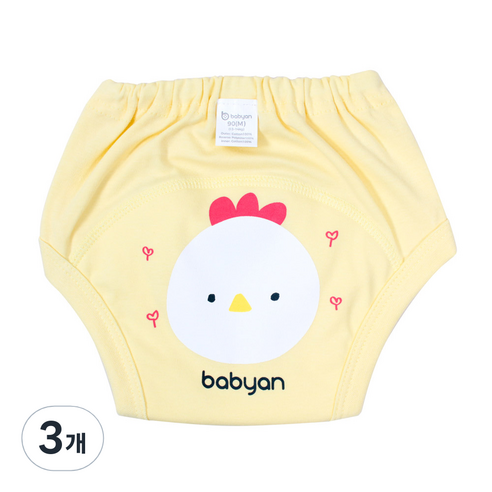 베이비앙 유아용 4중 방수 배변훈련팬티, 꼬꼬닭, 3개